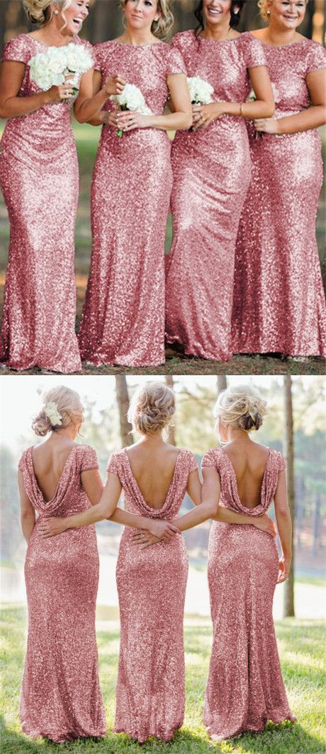 Pink Sequin Bridesmaid Dress