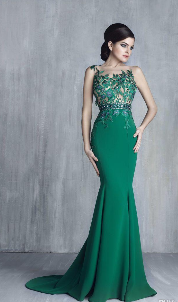 dark green mermaid dress